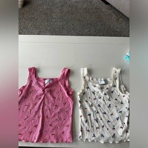 Old Navy kids pink and white tank top
